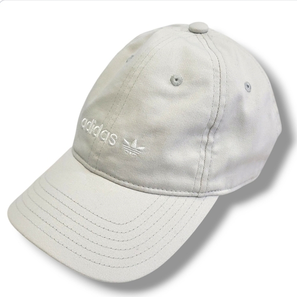 Adidas Men's Light Gray 100% Cotton Ball Cap Adjustable Unisex - Picture 1 of 14